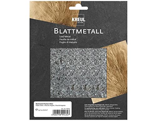 KREUL 99432 - Fein geflocktes Blattmetall für hochglänzende, metallische Effekte, 1 g, ca. 0,33 m², silber, zum Veredeln von Holz, Glas, Kartonage, Porzellan und vielem mehr KREUL 99432 - Fein geflocktes Blattmetall für hochglänzende, metallische Effekte, 1 g, ca. 0,33 m², silber, zum Veredeln von Holz, Glas, Kartonage, Porzellan und vielem mehr von Kreul