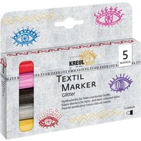 KREUL Textil Marker medium "Glitter", 5er-Set von Multi