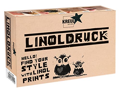KREUL 15101 - Linoldruckfarben Set, 20 ml Linoldruckfarbe schwarz, 3 Schneidefedern, Griff für Schneidefedern, Linolplatte DIN A6, Glasplatte und Gummiwalze KREUL 15101 - Linoldruckfarben Set, 20 ml Linoldruckfarbe schwarz, 3 Schneidefedern, Griff für Schneidefedern, Linolplatte DIN A6, Glasplatte und Gummiwalze von Kreul