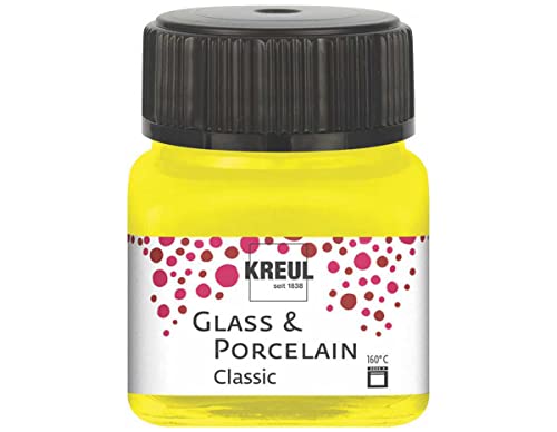 KREUL 16201 - Glass & Porcelain Classic kanariengelb, im 20 ml Glas, brillante Glas- und Porzellanmalfarbe auf Wasserbasis, schnelltrocknend, deckend von Kreul