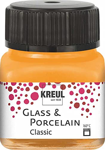 Kreul 16203 - Glass & Porcelain Classic orange, im 20 ml Glas, brillante Glas- und Porzellanmalfarbe auf Wasserbasis, schnelltrocknend, deckend von Kreul