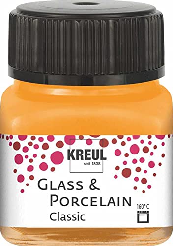 KREUL 16203 - Glass & Porcelain Classic orange, im 20 ml Glas, brillante Glas- und Porzellanmalfarbe auf Wasserbasis, schnelltrocknend, deckend von Kreul