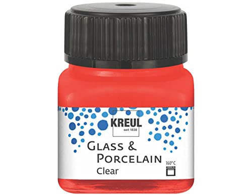 KREUL 16205 - Glass & Porcelain Clear kirschrot, im 20 ml Glas, transparente Glas- und Porzellanmalfarbe auf Wasserbasis, schnelltrocknend, glasklar von Kreul