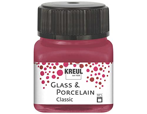 KREUL 16207 - Glass & Porcelain Classic granatrot, im 20 ml Glas, brillante Glas- und Porzellanmalfarbe auf Wasserbasis, schnelltrocknend, deckend von Kreul