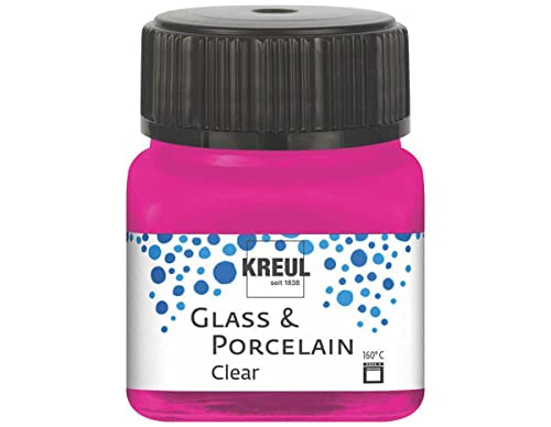 Kreul 16210 - Glass & Porcelain Clear pink, im 20 ml Glas, transparente Glas- und Porzellanmalfarbe auf Wasserbasis, schnelltrocknend, glasklar von Kreul
