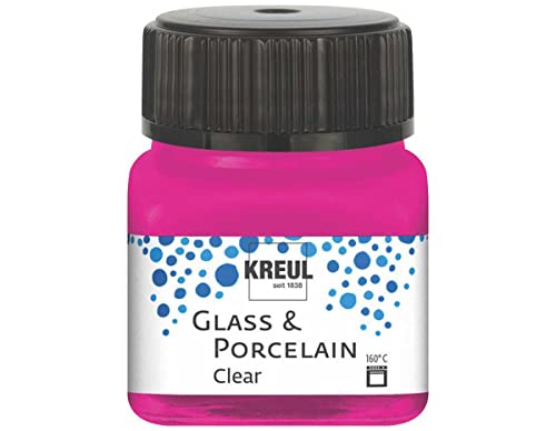 KREUL 16210 - Glass & Porcelain Clear pink, im 20 ml Glas, transparente Glas- und Porzellanmalfarbe auf Wasserbasis, schnelltrocknend, glasklar von Kreul