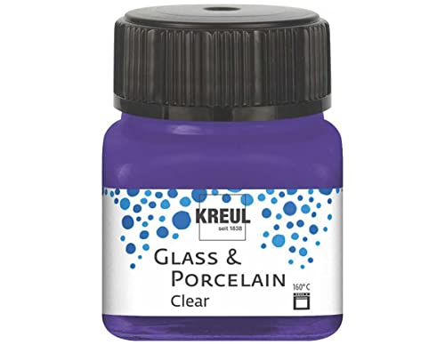 KREUL 16211 - Glass & Porcelain Clear violett, im 20 ml Glas, transparente Glas- und Porzellanmalfarbe auf Wasserbasis, schnelltrocknend, glasklar von Kreul