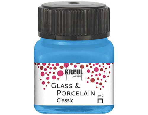 KREUL 16219 - Glass & Porcelain Classic hellblau, im 20 ml Glas, brillante Glas- und Porzellanmalfarbe auf Wasserbasis, schnelltrocknend, deckend von Kreul