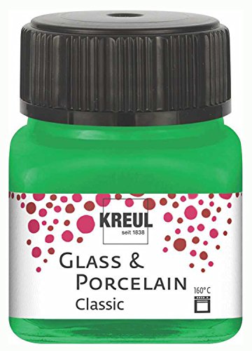KREUL 16223 - Glass & Porcelain Classic grün, im 20 ml Glas, brillante Glas- und Porzellanmalfarbe auf Wasserbasis, schnelltrocknend, deckend von Kreul