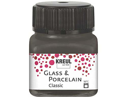 KREUL 16226 - Glass & Porcelain Classic dunkelbraun, im 20 ml Glas, brillante Glas- und Porzellanmalfarbe auf Wasserbasis, schnelltrocknend, deckend von Kreul