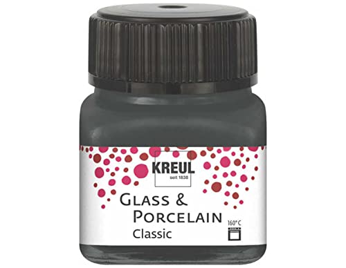 KREUL 16231 - Glass & Porcelain Classic grau, im 20 ml Glas, brillante Glas- und Porzellanmalfarbe auf Wasserbasis, schnelltrocknend, deckend von Kreul