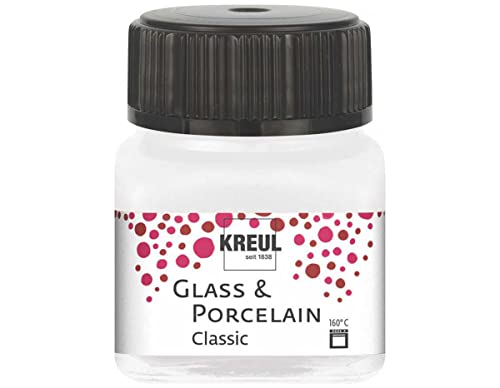 KREUL 16238 - Glass & Porcelain Classic metallic perlmuttweiß, im 20 ml Glas, brillante Glas- und Porzellanmalfarbe auf Wasserbasis, schnelltrocknend, deckend von Kreul