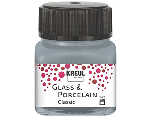 KREUL 16246 - Glass & Porcelain Classic metallic silber,im 20 ml Glas, brillante Glas- und Porzellanmalfarbe auf Wasserbasis, schnelltrocknend, deckend von Kreul