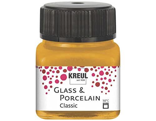 KREUL 16247 - Glass & Porcelain Classic metallic gold, im 20 ml Glas, brillante Glas- und Porzellanmalfarbe auf Wasserbasis, schnelltrocknend, deckend von Kreul