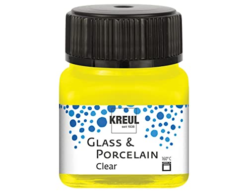 KREUL 16291 - Glass & Porcelain Clear gelb, im 20 ml Glas, transparente Glas- und Porzellanmalfarbe auf Wasserbasis, schnelltrocknend, glasklar von Kreul