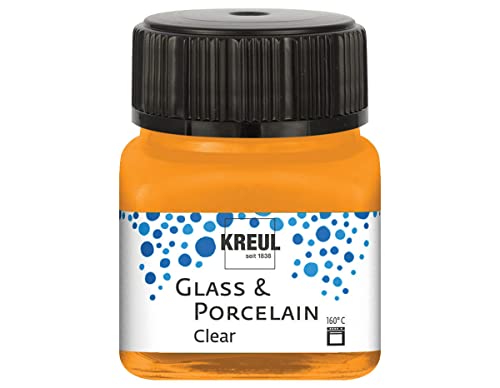 Kreul 16292 - Glass & Porcelain Clear orange, im 20 ml Glas, transparente Glas- und Porzellanmalfarbe auf Wasserbasis, schnelltrocknend, glasklar von Kreul