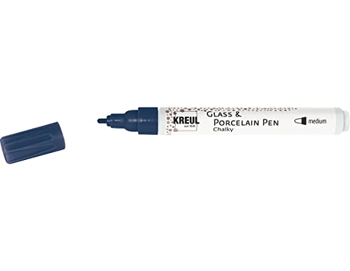 KREUL 16573 - Glass & Porcelain Pen Chalky Navy Blue, formstabile Rundspitze mit Strichstärke 2 - 4 mm, sanft - matte Glas- und Porzellanfarbe mit Kreide Optik, deckend, lichtecht KREUL 16573 - Glass & Porcelain Pen Chalky Navy Blue, formstabile Rundspitze mit Strichstärke 2 - 4 mm, sanft - matte Glas- und Porzellanfarbe mit Kreide Optik, deckend, lichtecht von Kreul