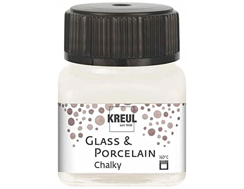 KREUL 16631 - Glass & Porcelain Chalky White Cotton, 20 ml Glas, sanft - matte Glas- und Porzellanmalfarbe auf Wasserbasis, schnelltrocknend, deckend von Kreul
