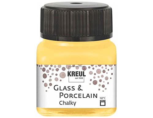 Kreul 16632 - Glass & Porcelain Chalky Yellow Safran, 20 ml Glas, sanft - matte Glas- und Porzellanmalfarbe auf Wasserbasis, schnelltrocknend, deckend von Kreul