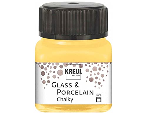 KREUL 16632 - Glass & Porcelain Chalky Yellow Safran, 20 ml Glas, sanft - matte Glas- und Porzellanmalfarbe auf Wasserbasis, schnelltrocknend, deckend von Kreul