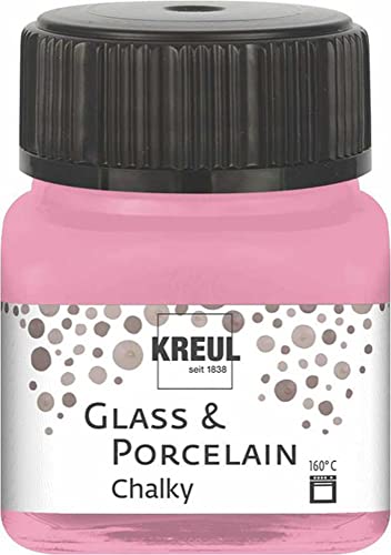 KREUL 16635 - Glass & Porcelain Chalky Candy Rose, 20 ml Glas, sanft - matte Glas- und Porzellanmalfarbe auf Wasserbasis, schnelltrocknend, deckend von Kreul