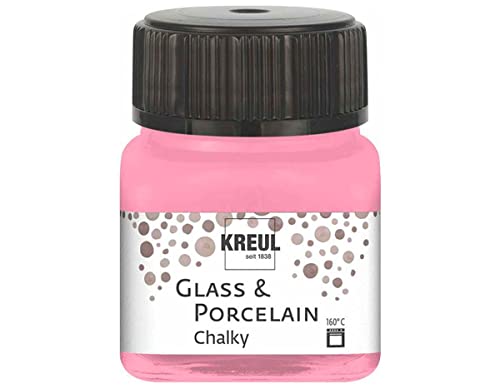 KREUL 16635 - Glass & Porcelain Chalky Candy Rose, 20 ml Glas, sanft - matte Glas- und Porzellanmalfarbe auf Wasserbasis, schnelltrocknend, deckend von Kreul