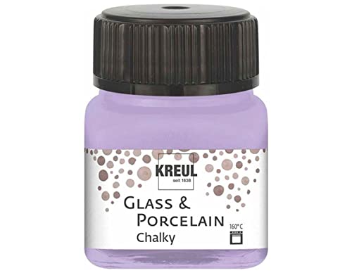 Kreul 16636 - Glass & Porcelain Chalky Sweet Lavender, 20 ml Glas, sanft - matte Glas- und Porzellanmalfarbe auf Wasserbasis, schnelltrocknend, deckend von Kreul