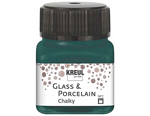 KREUL 16639 - Glass & Porcelain Chalky Cottage Green, 20 ml Glas, sanft - matte Glas- und Porzellanmalfarbe auf Wasserbasis, schnelltrocknend, deckend von Kreul