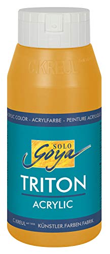 KREUL 17004 - Solo Goya Triton Acrylfarbe brillantocker, 750 ml Flasche, schnell und matt trocknend, Farbe auf Wasserbasis, in Studioqualität, vielseitig einsetzbar, gut deckend und ergiebig von Kreul