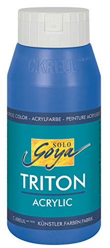 KREUL 17007 - Solo Goya Triton Acrylfarbe kobaltblau, 750 ml Flasche, schnell und matt trocknend, Farbe auf Wasserbasis, in Studioqualität, vielseitig einsetzbar, gut deckend und ergiebig von Kreul