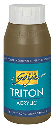 KREUL 17008 - Solo Goya Triton Acrylfarbe umbra grünlich, 750 ml Flasche, schnell und matt trocknend, Farbe auf Wasserbasis, in Studioqualität, vielseitig einsetzbar, gut deckend und ergiebig von Kreul