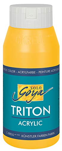 KREUL 17010 - Solo Goya Triton Acrylfarbe maisgelb, 750 ml Flasche, schnell und matt trocknend, Farbe auf Wasserbasis, in Studioqualität, vielseitig einsetzbar, gut deckend und ergiebig von Kreul