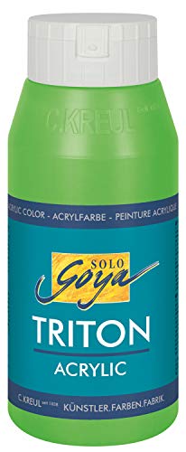 KREUL 17022 - Solo Goya Triton Acrylfarbe gelbgrün, 750 ml Flasche, schnell und matt trocknend, Farbe auf Wasserbasis, in Studioqualität, vielseitig einsetzbar, gut deckend und ergiebig von Kreul