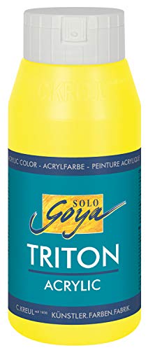 KREUL 17026 - Solo Goya Triton Acrylfarbe zitron, 750 ml Flasche, schnell und matt trocknend, Farbe auf Wasserbasis, in Studioqualität, vielseitig einsetzbar, gut deckend und ergiebig von Kreul