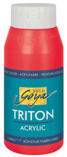 KREUL 17027 - Solo Goya Triton Acrylfarbe kirschrot, 750 ml Flasche, schnell und matt trocknend, Farbe auf Wasserbasis, in Studioqualität, vielseitig einsetzbar, gut deckend und ergiebig von Kreul