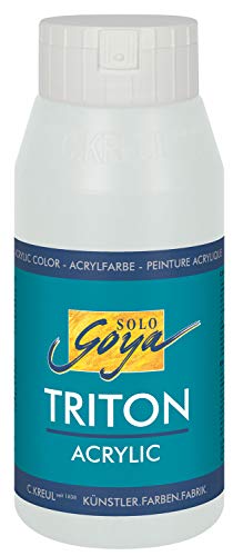 KREUL 17029 - Solo Goya Triton Acrylfarbe silber, 750 ml Flasche, schnell und matt trocknend, Farbe auf Wasserbasis, in Studioqualität, vielseitig einsetzbar, gut deckend und ergiebig von Kreul