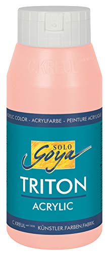 KREUL 17032 - Solo Goya Triton Acrylfarbe pfirsichrosa, 750 ml Flasche, schnell und matt trocknend, Farbe auf Wasserbasis, in Studioqualität, vielseitig einsetzbar, gut deckend und ergiebig von Kreul