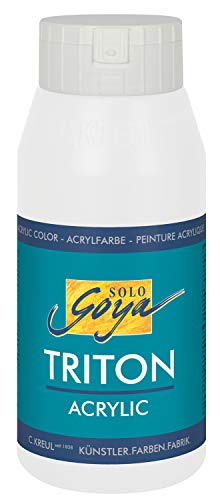 KREUL 17033 - Solo Goya Triton Acrylfarbe mischweiß, 750 ml Flasche, schnell und matt trocknend, Farbe auf Wasserbasis, in Studioqualität, vielseitig einsetzbar, gut deckend und ergiebig von Kreul