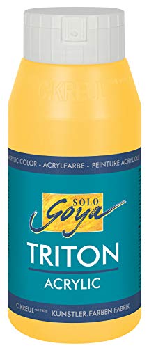 KREUL 17035 - Solo Goya Triton Acrylfarbe kadmiumgelb hell, 750 ml Flasche, schnell und matt trocknend, Farbe auf Wasserbasis, in Studioqualität, vielseitig einsetzbar, gut deckend und ergiebig von Kreul