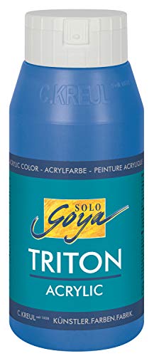 KREUL 17037 - Solo Goya Triton Acrylfarbe coelinblau, 750 ml Flasche, schnell und matt trocknend, Farbe auf Wasserbasis, in Studioqualität, vielseitig einsetzbar, gut deckend und ergiebig von Kreul