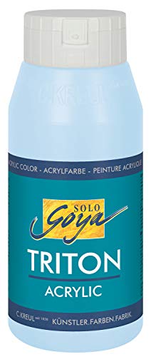 KREUL 17044 - Solo Goya Triton Acrylfarbe himmelblau hell, 750 ml Flasche, schnell und matt trocknend, Farbe auf Wasserbasis, in Studioqualität, vielseitig einsetzbar, gut deckend und ergiebig von Kreul