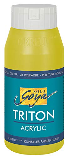 KREUL 17045 - Solo Goya Triton Acrylfarbe olivgrün hell, 750 ml Flasche, schnell und matt trocknend, Farbe auf Wasserbasis, in Studioqualität, vielseitig einsetzbar, gut deckend und ergiebig von Kreul