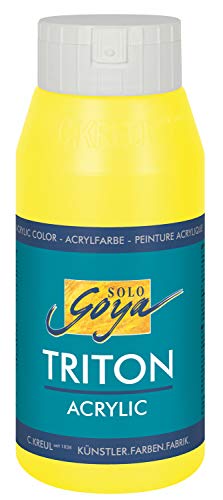 KREUL 17061 - Solo Goya Triton Acrylfarbe fluoreszierend gelb, 750 ml Flasche, schnell und matt trocknend, Farbe auf Wasserbasis, in Studioqualität, vielseitig einsetzbar, gut deckend und ergiebig von Kreul