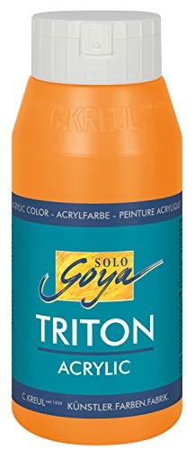 KREUL 17062 - Solo Goya Triton Acrylfarbe fluoreszierend orange, 750 ml Flasche, schnell und matt trocknend, Farbe auf Wasserbasis, in Studioqualität, vielseitig einsetzbar, gut deckend und ergiebig von Kreul