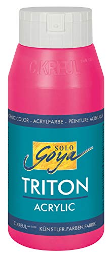 KREUL 17063 - Solo Goya Triton Acrylfarbe fluoreszierend pink, 750 ml Flasche, schnell und matt trocknend, Farbe auf Wasserbasis, in Studioqualität, vielseitig einsetzbar, gut deckend und ergiebig von Kreul
