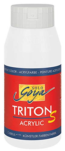 KREUL 17301 - Solo Goya Triton S Acrylfarbe weiß, 750 ml Flasche, schnell trocknend mit Glanzeffekt, Farbe auf Wasserbasis, in Studioqualität, vielseitig einsetzbar, gut deckend und ergiebig von Kreul