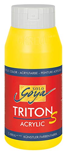 KREUL 17302 - Solo Goya Triton S Acrylfarbe echtgelb hell, 750 ml Flasche, schnell trocknend mit Glanzeffekt, Farbe auf Wasserbasis, in Studioqualität, vielseitig einsetzbar, gut deckend und ergiebig von Kreul
