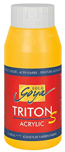 KREUL 17303 - Solo Goya Triton S Acrylfarbe maisgelb, 750 ml Flasche, schnell trocknend mit Glanzeffekt, Farbe auf Wasserbasis, in Studioqualität, vielseitig einsetzbar, gut deckend und ergiebig von Kreul