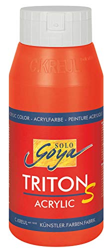 KREUL 17304 - Solo Goya Triton S Acrylfarbe echtrot, 750 ml Flasche, schnell trocknend mit Glanzeffekt, Farbe auf Wasserbasis, in Studioqualität, vielseitig einsetzbar, gut deckend und ergiebig von Kreul