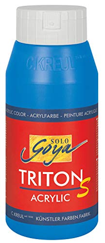 KREUL 17307 - Solo Goya Triton S Acrylfarbe primärblau, 750 ml Flasche, schnell trocknend mit Glanzeffekt, Farbe auf Wasserbasis, in Studioqualität, vielseitig einsetzbar, gut deckend und ergiebig von Kreul